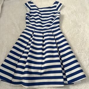 Kate Spade‎ Dress Sz 6 Blue Hyacinth Stripe Cap Sleeve Mariella Costal Luxury